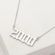 White Gold Dipped 2000 Birth Year Plate Pendant Necklace