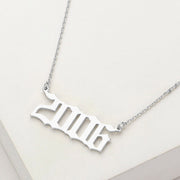 White Gold Dipped 2006 Birth Year Plate Pendant Necklace