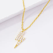 Gold Dipped CZ Lightning Pendant Necklace