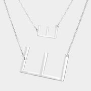 -E- Initial Monogram 2Row Strand Double Detachable Chain Necklace