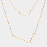 -L- Initial Monogram 2Row Strand Double Detachable Chain Necklace