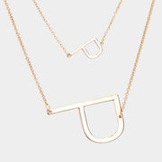 -P- Initial Monogram 2Row Strand Double Detachable Chain Necklace
