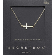 SECRETt BOX_14K Gold Dipped Sideways Cross Pendant Necklace
