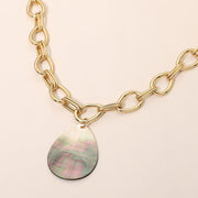 Abalone Shell Pendant Chunky Link Chain Necklace