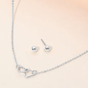Double Open Heart Link Pendant Necklace