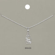 Cheers Message Champagne Bottle Brass Metal Pendant Necklace