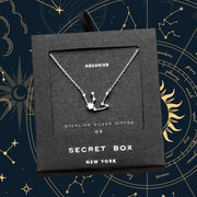 SECRET BOX_Sterling Silver Dipped CZ Aquarius Zodiac Sign Pendant Necklace