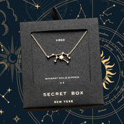 SECRET BOX_14K Gold Dipped CZ Virgo Zodiac Sign Pendant Necklace