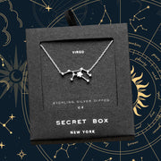 SECRET BOX_Sterling Silver Dipped CZ Virgo Zodiac Sign Pendant Necklace