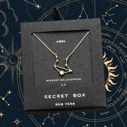 SECRET BOX_14K Gold Dipped CZ Libra Zodiac Sign Pendant Necklace