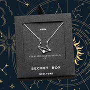 SECRET BOX_Sterling Silver Dipped CZ Libra Zodiac Sign Pendant Necklace