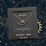 SECRET BOX_14K Gold Dipped CZ Sagittarius Zodiac Sign Pendant Necklace