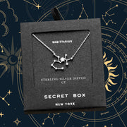 SECRET BOX_Sterling Silver Dipped CZ Sagittarius Zodiac Sign Pendant Necklace