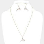 Patterned Dolphin Pendant Necklace