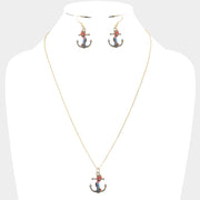 Mermaid Printed Anchor Pendant Necklace