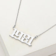 White Gold Dipped 1981 Birth Year Plate Pendant Necklace