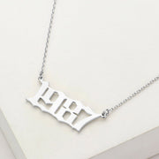 White Gold Dipped 1987 Birth Year Plate Pendant Necklace