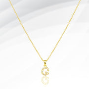 -G- Stainless Steel CZ Stone Paved Initial Monogram Pendant Necklace