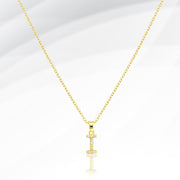 -I- Stainless Steel CZ Stone Paved Initial Monogram Pendant Necklace