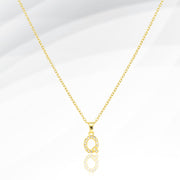 -Q- Stainless Steel CZ Stone Paved Initial Monogram Pendant Necklace