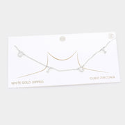 White Gold Dipped CZ GIGI Message Pendant Necklace