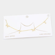 Gold Dipped CZ MIMI Message Pendant Necklace