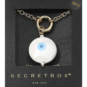 SECRET BOX_14K Gold Dipped Interchangeable Evil Eye Printed Ceramic Ball Pendant Necklace