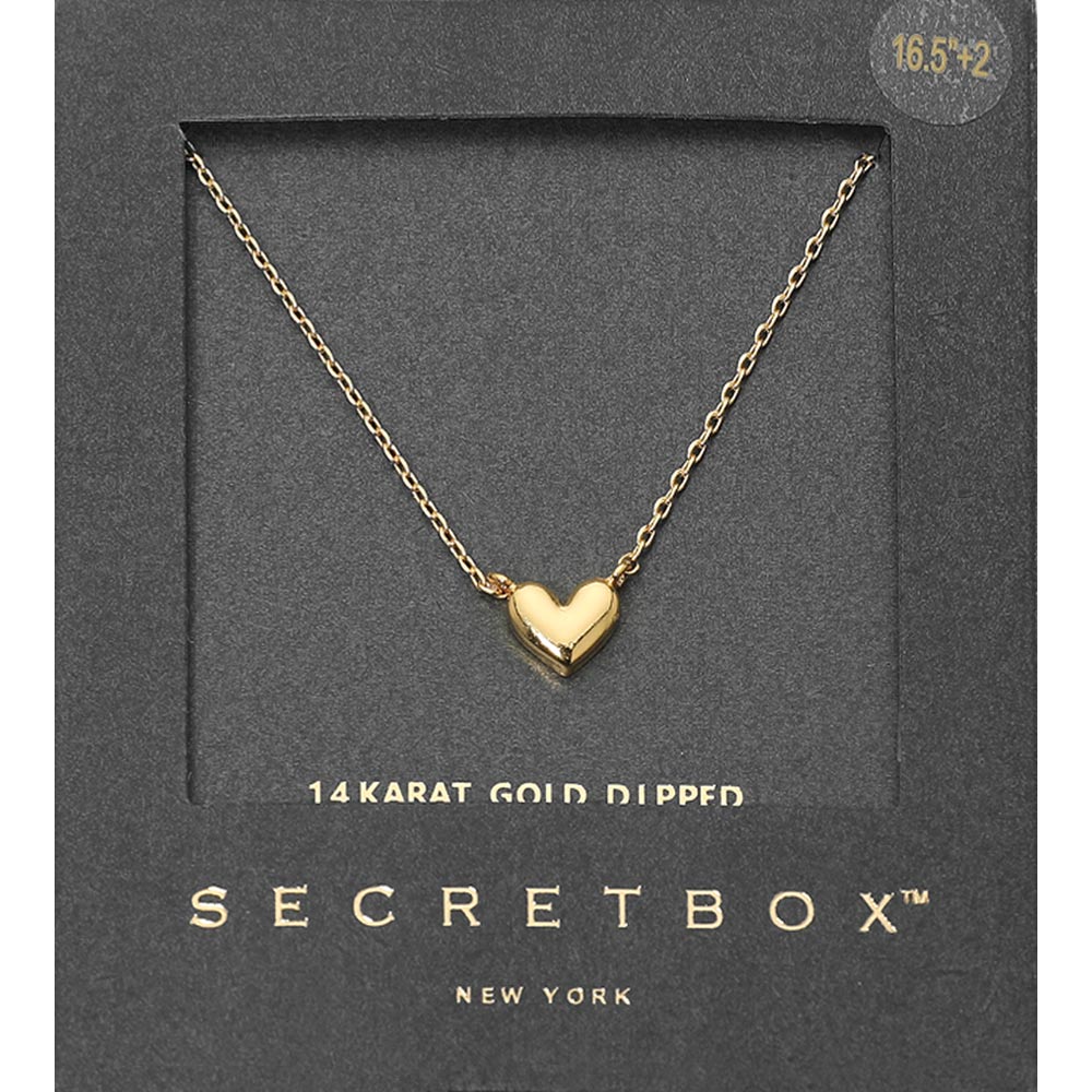 SECRET BOX_14K Gold Dipped Heart Pendant Necklace