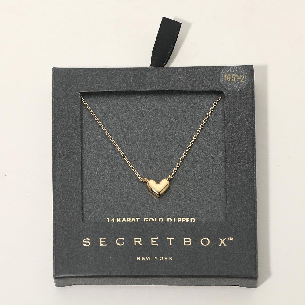 SECRET BOX_14K Gold Dipped Heart Pendant Necklace