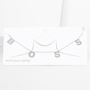 BOSS White Gold Dipped Message Pendant Necklace