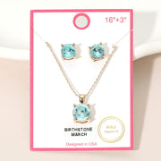 MARCH - Gold Dipped Birthstone Pendant Necklace