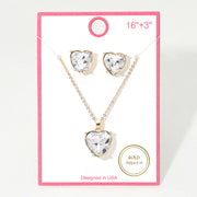 Gold Dipped Heart Stone Cluster Pendant Necklace