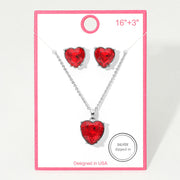 Silver Dipped Heart Stone Cluster Pendant Necklace