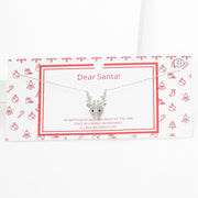 White Gold Dipped CZ Rudolph Pendant Necklace