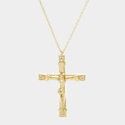 Gold Dipped CZ Embellished Jesus death on the Cross Pendant Necklace