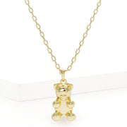 Gold Dipped Metal Bear Pendant Necklace