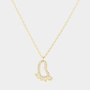 Gold Dipped CZ Footprint Pendant Necklace