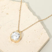 Square Stone Bezel Pendant Necklace