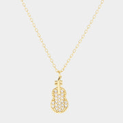 Gold Dipped CZ Violin Pendant Necklace