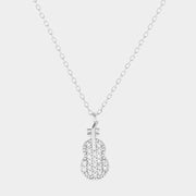 White Gold Dipped CZ Violin Pendant Necklace