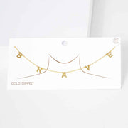 BRAVE Gold Dipped Metal Message Pendant Station Necklace