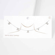 BRAVE White Gold Dipped Metal Message Pendant Station Necklace