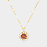 Gold Dipped CZ Round Pendant Necklace