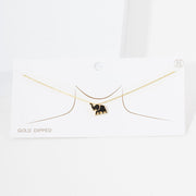 Gold Dipped Enamel Elephant Pendant Necklace