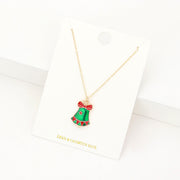 Enamel Christmas Bell Pendant Necklace