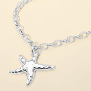 Hammered Metal Starfish Pendant Chunky Chain Necklace