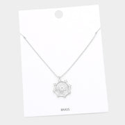 Brass Metal Rhinestone Embellished North Star Pendant Necklace