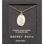 SECRET BOX_14k Gold Dipped St. Joan Of Arc Pendant Necklace
