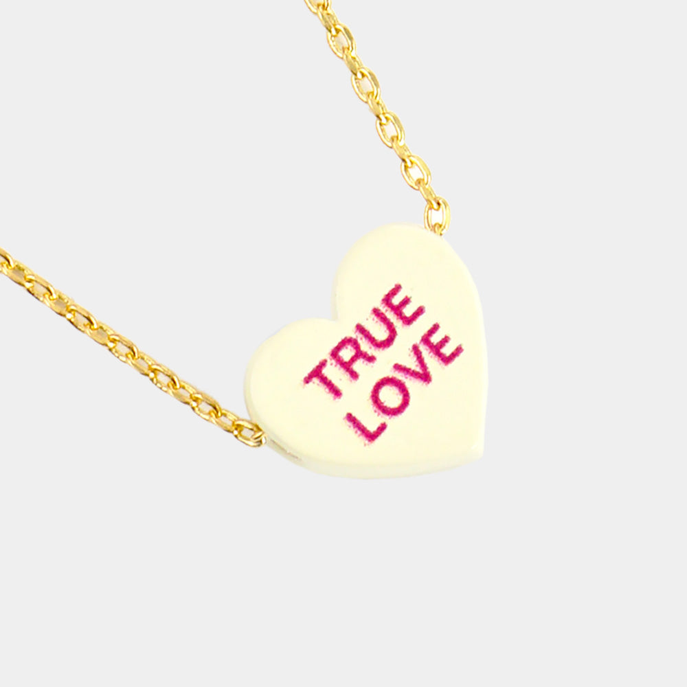 Ture Love Message Heart Pendant Necklace