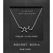 SECRET BOX_Sterling Silver Dipped Vitamin Hormone Molecule Necklace